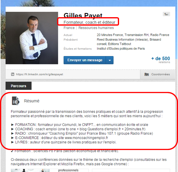 exemple cv linkedin