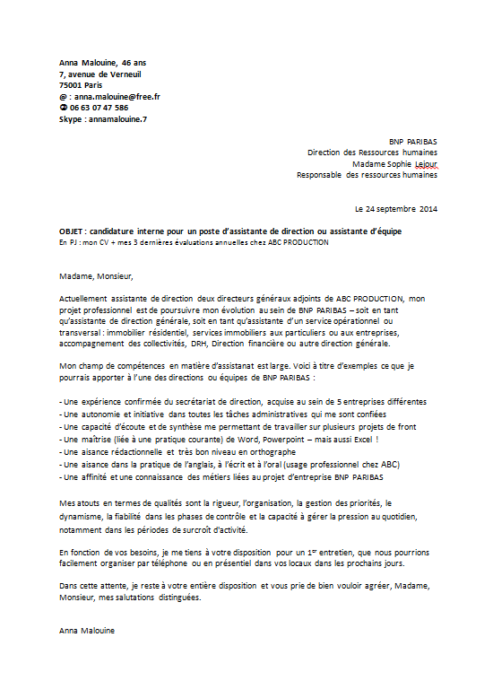 exemple de lettre format word