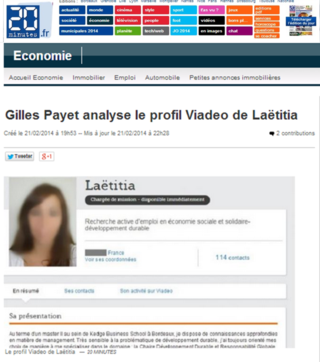 20minutes.fr, audit Viadeo par Gilles Payet, profil Laetitia, 23 février 2014
