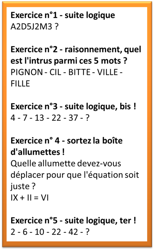 Test 10 psychotechnique, questionsdemploi.fr